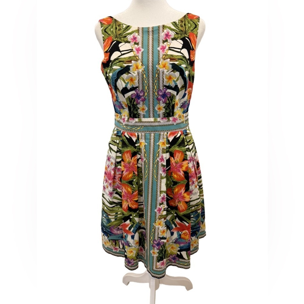 Maggie London Floral Fit & Flate Multicolor Dress size 6